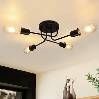 Zdjęcie produktu dla ZMH lampa sufitowa vintage żyrandol czarny LED wymienny bez żarówki