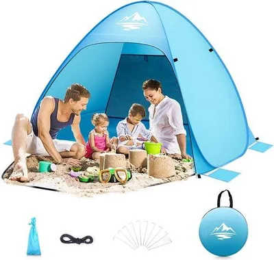 Immagine prodotto di Tenda da spiaggia pop-up per 2-4 persone - Protezione UV 50+ e protezione dal vento - Tenda da spiaggia con borsa per il trasporto