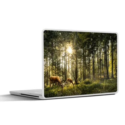 Produktbild von MuchoWow® Laptop Aufkleber Sticker Cover Hirsche - Natur - Wald 30x22 cm - Laptop-Sticker