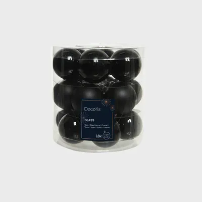 Produktbild von 18er Set Weihnachtskugeln aus Glas 4cm schwarz