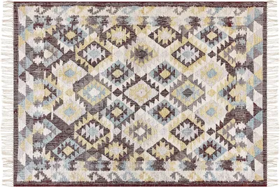 Produktbild von BELIANI Teppich Mehrfarbig aus Jute 160 x 230 cm Rechteckig mit Fransen Geometrisches Muster Kurzflor für Wohnzimmer Schlafzimmer Esszimmer