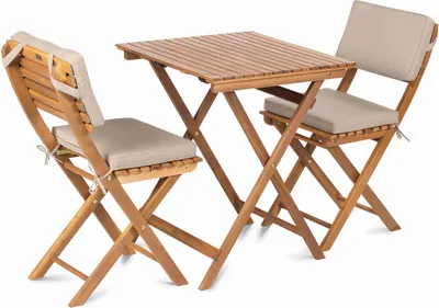 Produktbild von FIELDMANN FDZN 4010-T Balkónový nábytok, štvorcový stolík s rozmermi 60 x 60 cm, 2 kusy stoličiek s rozmermi 55 x 40 x 81 cm, určené do exteriéru aj interiéru