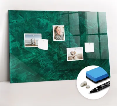 Produktbild von Magnetpinnwand Memoboard - Zubehörsatz - Weißer Marker + Schwamm + Magnete - 90 x 60 cm - Smaragdwand