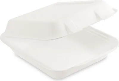 Produktbild von 50x  Menübox Lunchbox Sandwichbox Zuckerrohr kompostierbar 220x200x67mm