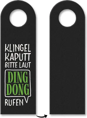 Produktbild von Klingel kaputt, bitte laut Ding Dong rufen Türhänger in grün Zimmertüre Haustüre