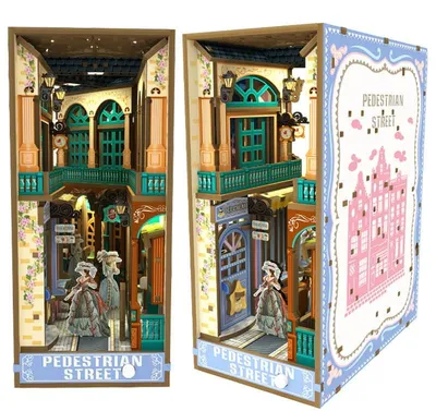 Image de Maison miniature Book Nook - Rue Victorienne - Puzzle 3D - 125 pièces - Maison miniature - avec éclairage LED