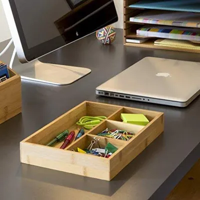 Produktbild von Organizer aus Bambus mit 4 Fächern - 11 5/8" x 7 7/8" x 1 3/4"