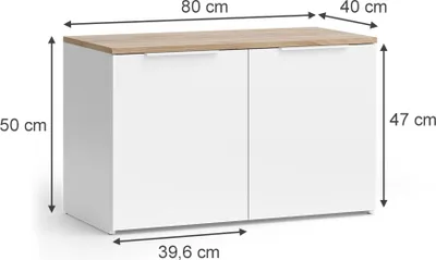 Produktbild von Kommode Vicco Wido Weiß/Sonoma 80 x 50 cm mit 2 Türen, Model 51708