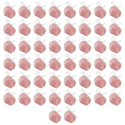 50 Snoepdoosjes mit Schmetterling & Schleife, rosa, 6,2x4x8 cm
