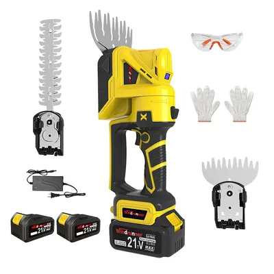 Produktbild von kabellose Gartenschere,Tragbare elektrische Gartenschere mit 2 Schneidköpfen, 18V Akku,18000R/min Akku Gartenschere für Rasen und Hecke,mit 2 Akku