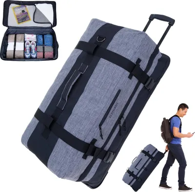 Produktbild von Trolley Koffer Reisetasche Elephant Travel XXL Trolly 120 Liter 80 cm Trolly Rolltasche Reisetrolley groß Gepäck Reise Tasche 13032 Grau Schwarz
