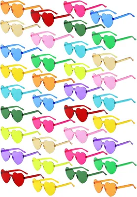 Productafbeelding van Hart zonnebril hartvormige bril kleurrijke - Set van 36 - Hartvormige Bril Party Zonnebril Hippie Dames Hartvorm