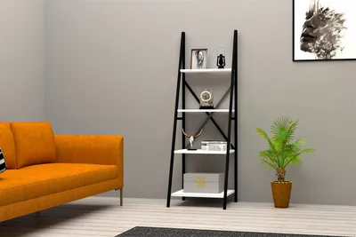 Produktbild von Skye Decor, Passi - White, Black, Bücherregal, Weiß, 100 % MELAMINBESCHICHTETE SPANPLATTEN, 50 x 44 x 150 cm