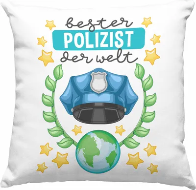 Produktbild von Trendation - Bester Polizist Geschenk Deko-Kissen mit Füllung 40x40 mit Spruch Geschenke Polizei Männer Lustig (Grau)