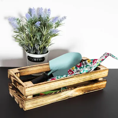Produktbild von Creative Deco Holzkiste, Holz, geflammt, Natur, 34 x 14 x 9 cm, Aufbewahrungsbox, Geschenkkiste
