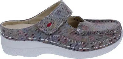 Produktbild von Wolky Clog Roll Slipper 0622745-157, bedrucktes Velourleder, Taupe, Fußbett zum Wechseln 40