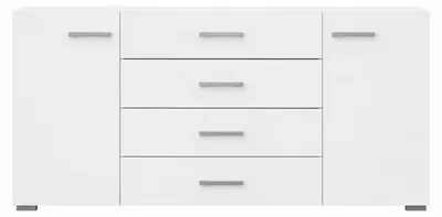 Produktbild von ELVORA DESIGNE Kommode MODERA 156x74x35 cm, 2 Türen und 4 Schubladen, mit Griffen, Weiß, KI-generiertes Bild
