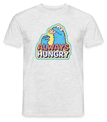 Produktbild von Spreadshirt Sesamstraße Krümelmonster Always Hungry Männer T-Shirt, XXL, Grau meliert