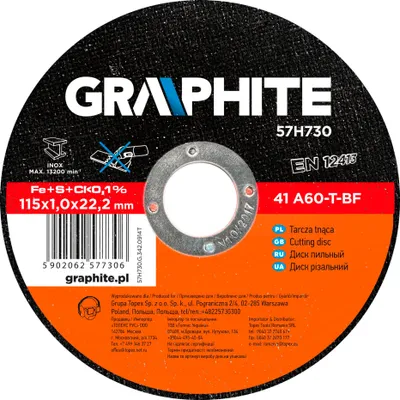 Produktbild von GRAPHITE schneidscheibe 115x22x0,8mm metallindustrie inox, 41 a60-t-bf