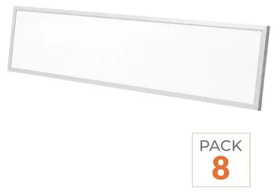 Produktbild von LED-Panel mit Hintergrundbeleuchtung, CCT, 120x30 cm, 28W, UGR < 19, 140 lm/W, weißer Rahmen - 3000K/4000K/6000K - Packung mit 8 Stück