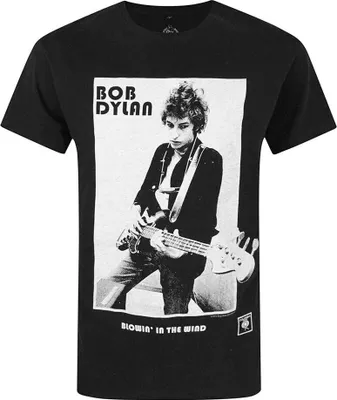 Immagine prodotto di Bob Dylan - Maglietta "Blowing In The Wind" per uomo/donna Unisex RO2482 (S) (Nero)