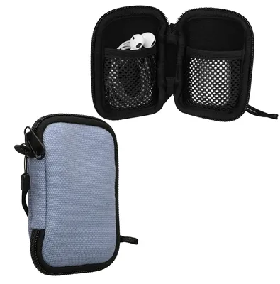 Produktbild von kwmobile In-Ear Kopfhörer Tasche kompatibel mit in-ear Headphones - Hülle Canvas Cover Case - 6 x 9 cm Innenmaße - Etui in Jeansblau