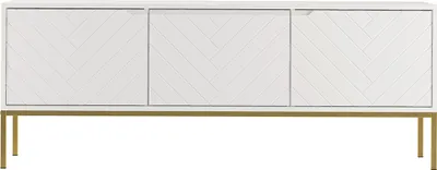 Produktbild von Lowboard 151 cm breit in weiß matt mit gefräster Front ANGERA-140