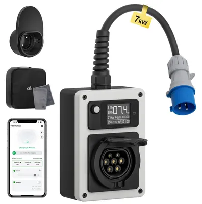 Image de Chargeur mobile pour voiture électrique - Borne de recharge mobile - 7,4 kW - 32 A - Monophasé - Prise CEE - Type 2 - Contrôle via application