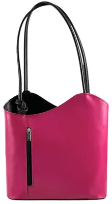 Produktbild von Damen Rucksack Umhänge Hand Freizeit Tasche Echt Leder Italien 30697 Fucsia Nero