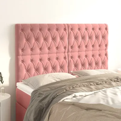 Produktbild von vidaXL Kopfteile 4 Stk. Rosa 80x7x78/88 cm Samt - Kopfteil - Kopfteile - Bett-Kopfteil - Bettkopfteil