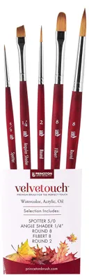 Productafbeelding van Princeton Velvetouch, serie 3950, penselen voor acryl-, olie- en aquarelverf, set van 5 stuks