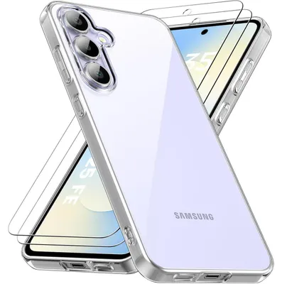 Produktbild von Handyhülle mit 2x Hartglas für Samsung Galaxy S25 FE 5G, Transparent, TPU, Stoßfest