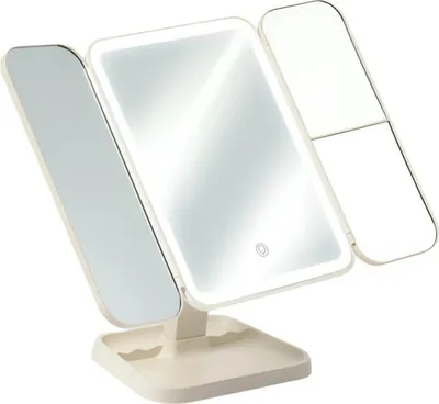 Produktbild von Soulima 26952 LED-Kosmetikspiegel, 3-fache Vergrößerung, 600 mAh, cremeweiß