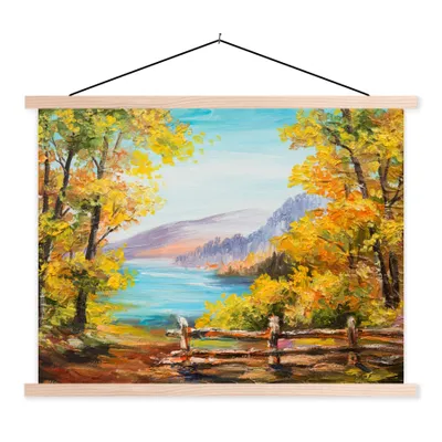 Produktbild von MuchoWow® Textilposter Malerei - Ölgemälde - Pflanzen - Natur 40x30 cm mit holzfarbenen Rahmen - Bilder