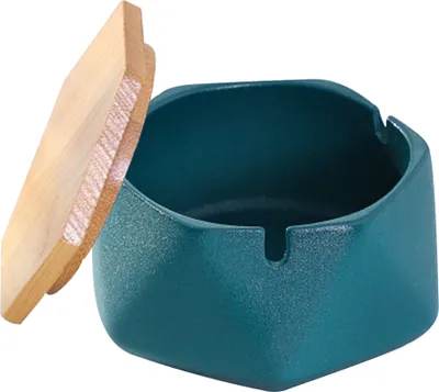 Produktbild von Keramik Aschenbecher mit Deckel, Winddicht, Zigarettenaschenbecher für Innen-/ Außenbereich, Aschenhalter für Raucher, Desktop-Aschenbecher für Hause Büro Dekoration