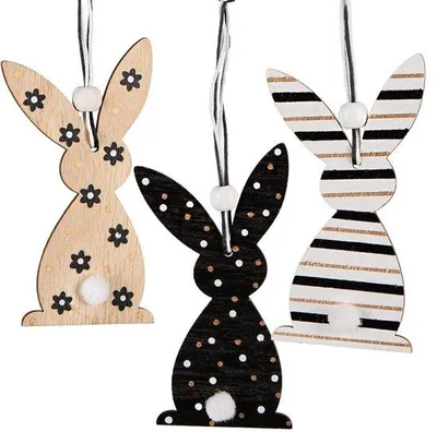 Produktbild von Weihnachtsdeko-Hängepaar - 2 Holzpaarhasen - 10 cm