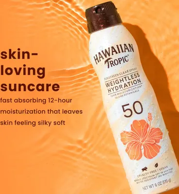 Obrázok produktu pre Hawaiian Tropic | Opaľovací sprej SPF 50 - 170g - Vodoodolný - UVA/UVB ochrana - Ľahká formula
