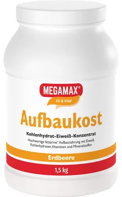 Obrázek produktu pro MEGAMAX Fit & Vital sacharidovo-proteinový koncentrát s příchutí jahody, 1500 g prášku
