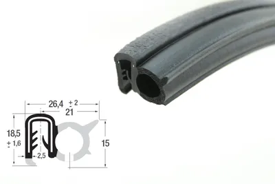Produktbild von DS40 - EPDM Kantenschutz Dichtungs Profil Gummi Dichtung seitlich - Klemmbereich 2 - 4 mm