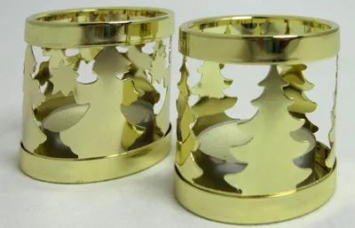 Produktbild von 1 Teelichthalter Tanne oder Engel Gold Metall incl. Teelicht ca.5cm sortiert
