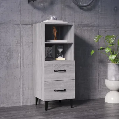 Immagine prodotto di vidaXL Credenza Grigio Sonoma 34,5x34x90 cm Materiale a base di legno