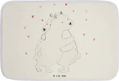 Produktbild von Mr. & Mrs. Panda Badteppich Eisbär Umarmen - Weiß - Geschenk, Gute Laune, Badematte, bad läufer, Duschvorleger, Badezimmerteppich, Badvorleger