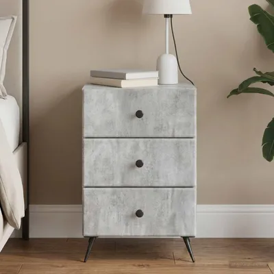Imagen del producto de vidaXL Mesita de noche, color gris cemento, 43 x 41 x 66,5 cm, material de madera