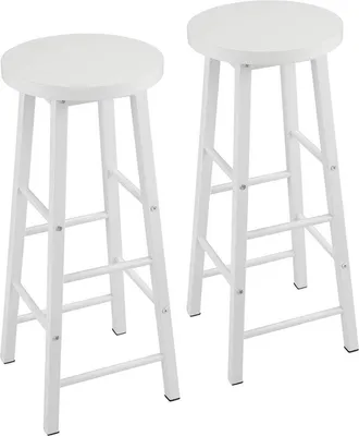Immagine prodotto di Sgabelli da bar alti Parijs – Set da 2 – Senza schienale – Altezza 71 cm – Bianco – Sgabelli da cucina e da bancone – MDF e metallo