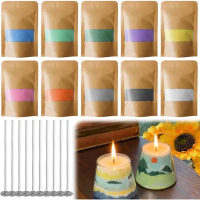 Produktbild von Kerzensand mit Docht: 10 Farben Kerzenwachs Granulat, 500g Set, DIY Kerzen Selber Machen