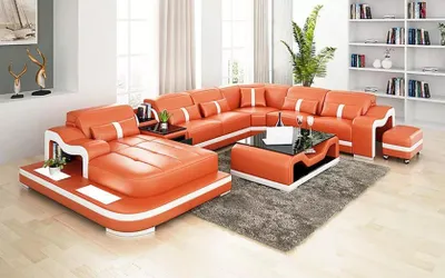 Produktbild von Design Ecksofa U Form Wohnlandschaft Designer Sofa Ledersofa Eckgarnitur Polster
