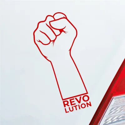Produktbild von Auto Aufkleber Revolution Faust Fist Rebel Hand Veränderung Car 8x19 cm Rot Sticker Heckscheibenaufkleber