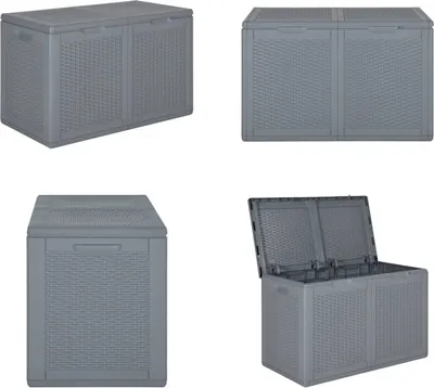 Obrázek produktu pro vidaXL Zahradní box šedý PP ratan 180 L - Zahradní truhla - Zahradní truhly - Úložný box