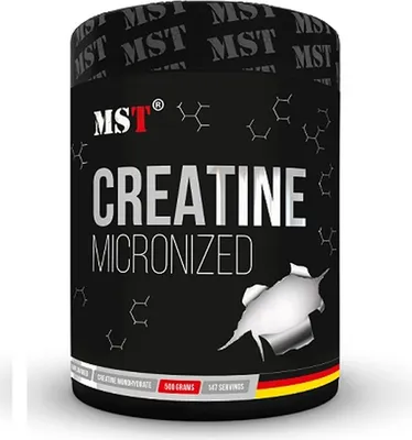 A black tub of MST Creatine Monohydrate.
