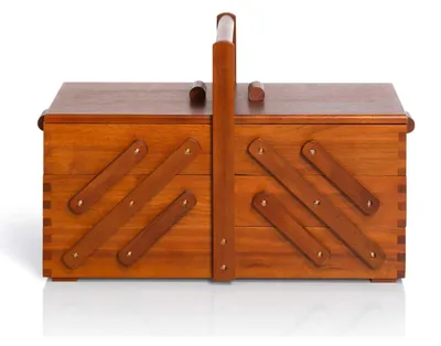 Nähkasten aus Holz, L, 45x28x23 cm, braun, mit Harmonikasystem